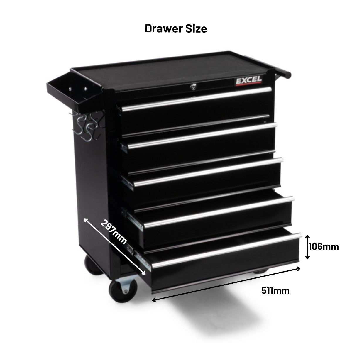 Excel 14 Drawers Tool Chest Storage Roller Cabinet Black