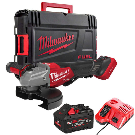 Milwaukee M18FHSAGO180VXPDB2-0X 18V M18 Angle Grinder with 1 x 8.0Ah Battery Charger & Case