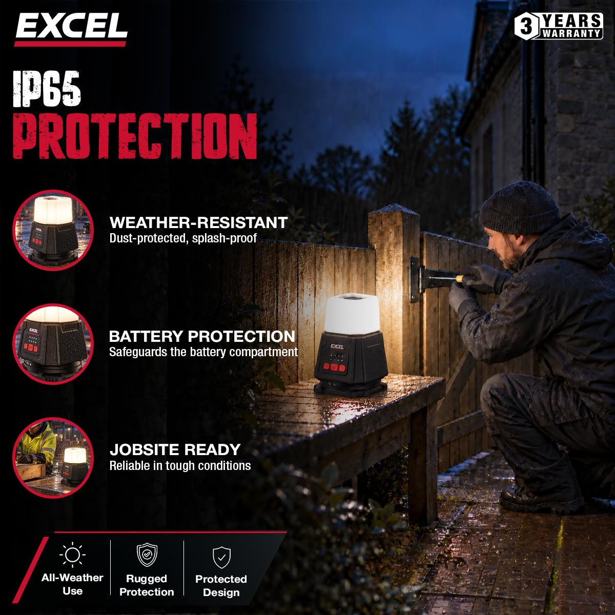 Excel 18V/240V 10000 Lumens Hybrid 360° Site Light