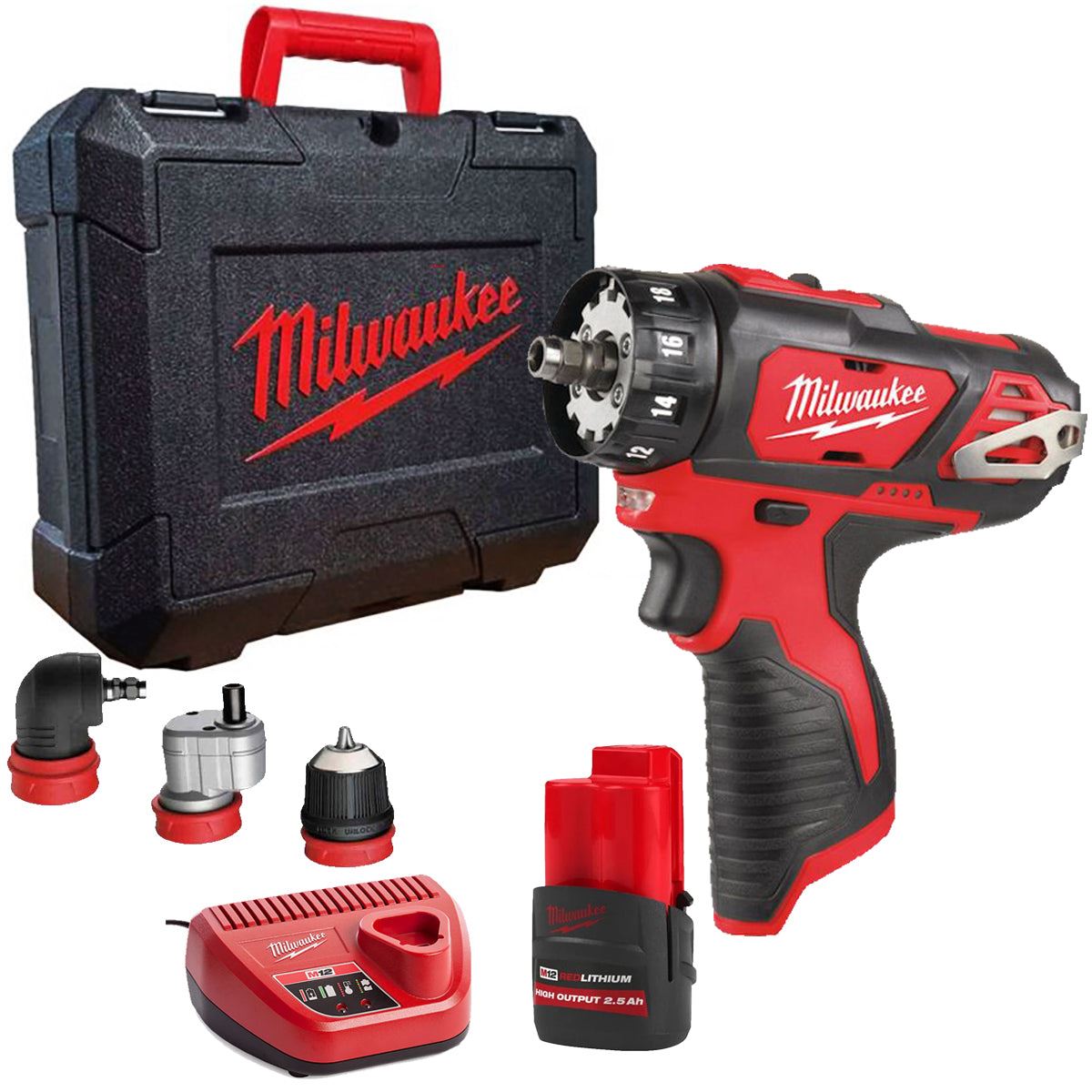 Milwaukee M12BDDXKIT-0X 12V Removable Drill Driver with 1 x 2.5Ah Battery Charger & Case