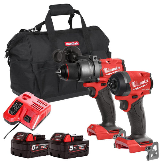 Milwaukee M18FPP2A10-502B M18 Fuel 18V Brushless Twin Kit with 2 x 5.0Ah Battery, Charger & Bag