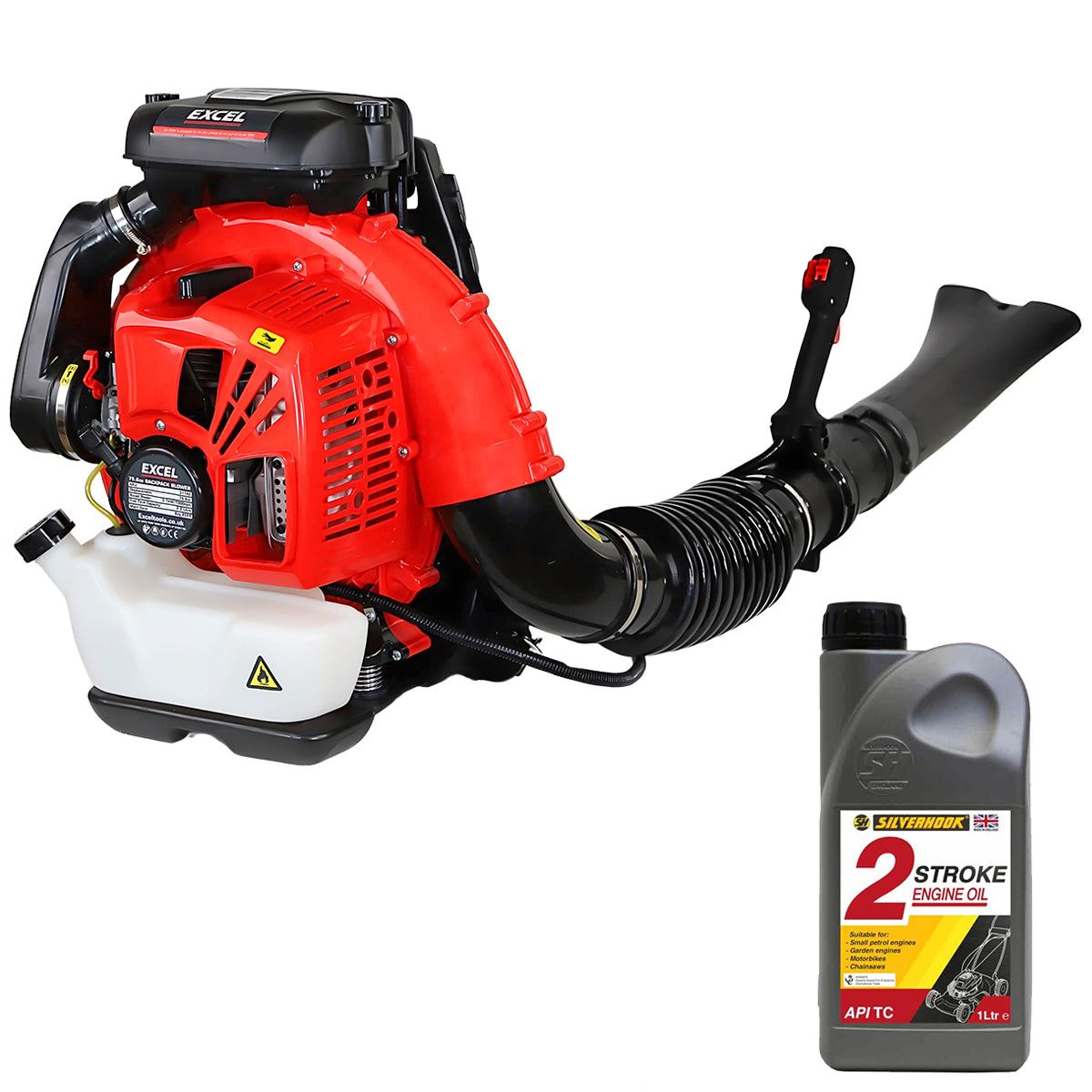 Excel 75.6cc 2-Stroke Backpack Petrol Leaf Blower with Engine Oil