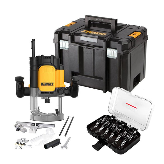 Dewalt DWE625KT 1/2in Plunge Router 2300W 110V with 1/2" 12 Piece Cutter Set