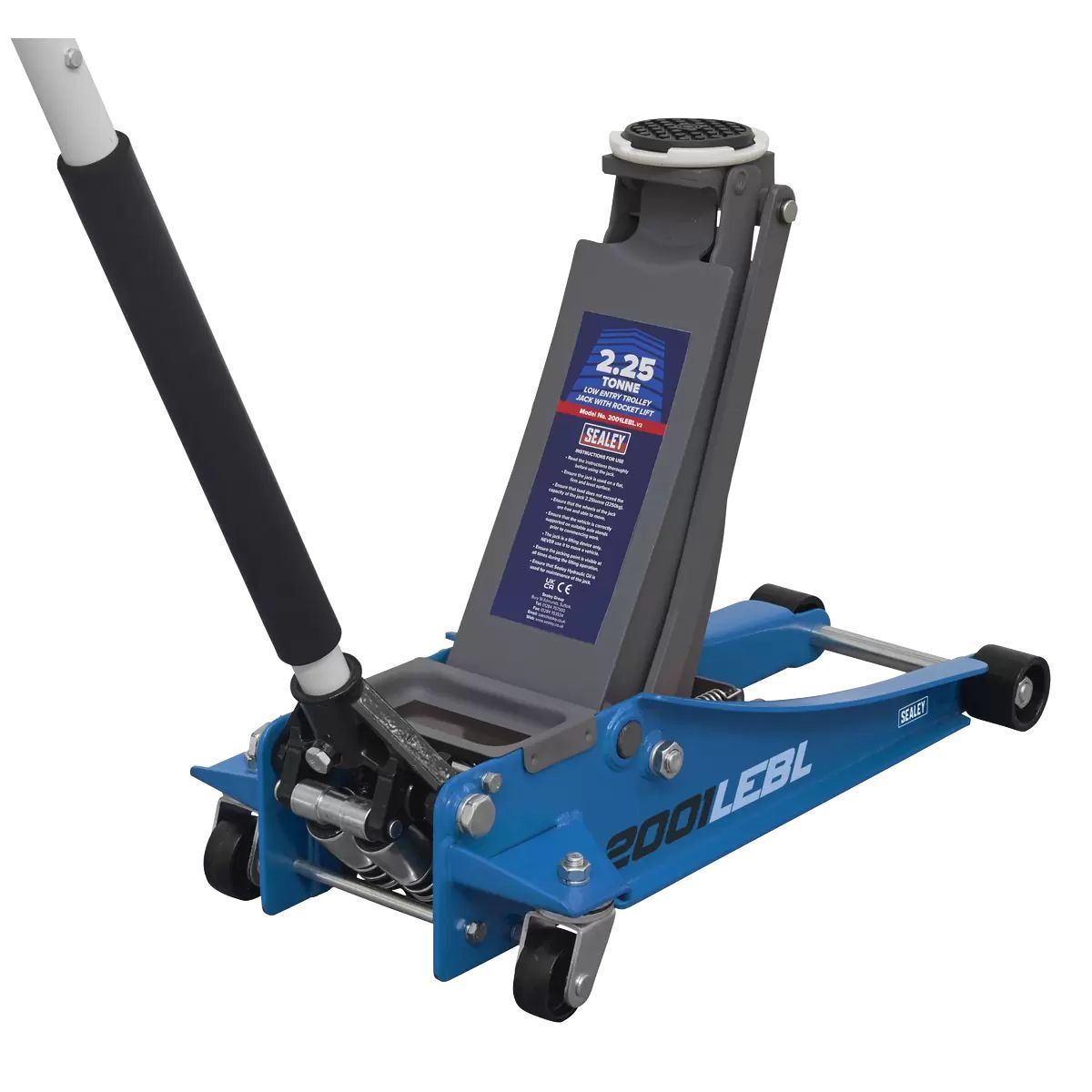 Sealey 2001LEBL Trolley Jack 2.25tonne Low Entry Rocket Lift Blue