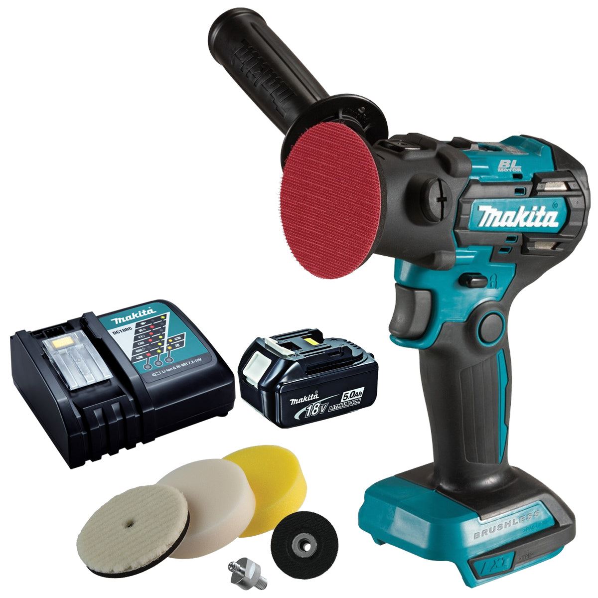 Makita DPV300Z 18V LXT Brushless Sander / Polisher with 1 x 5.0Ah Battery & Charger