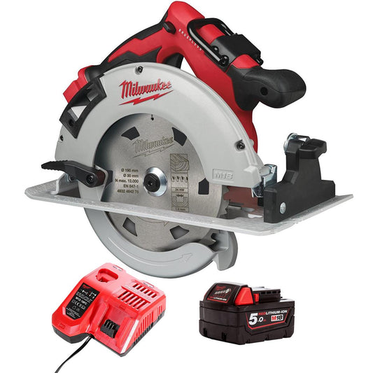 Milwaukee M18BLCS66-0 18V Brushless 190mm Circular Saw with 1 x 5.0Ah Battery & Charger