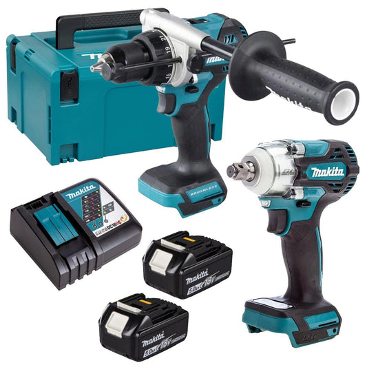 Makita DLX2590TJ 18V Brushless Combi Drill & Impact Wrench Twin Kit with 2 x 5.0Ah Battery, Charger In Type 3 Case
