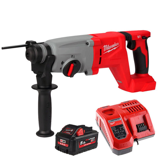 Milwaukee M18BLHACD26-0 18V Brushless SDS+ D-Handle Rotary Hammer Drill with 1 x 5.5Ah Battery & Charger