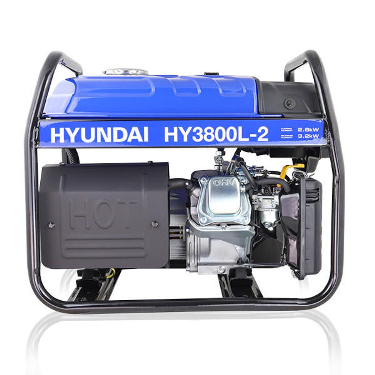 Hyundai HY3800L-2 Petrol Site Open Generator with Recoil Start 3.2kW / 4kVA