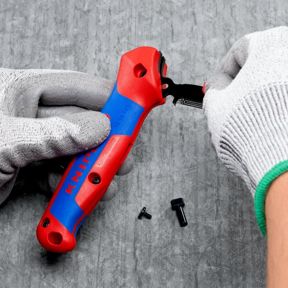 Knipex Cable Stripping Knife with Guide Shoe and Ratchet Function 16 50 145 SB