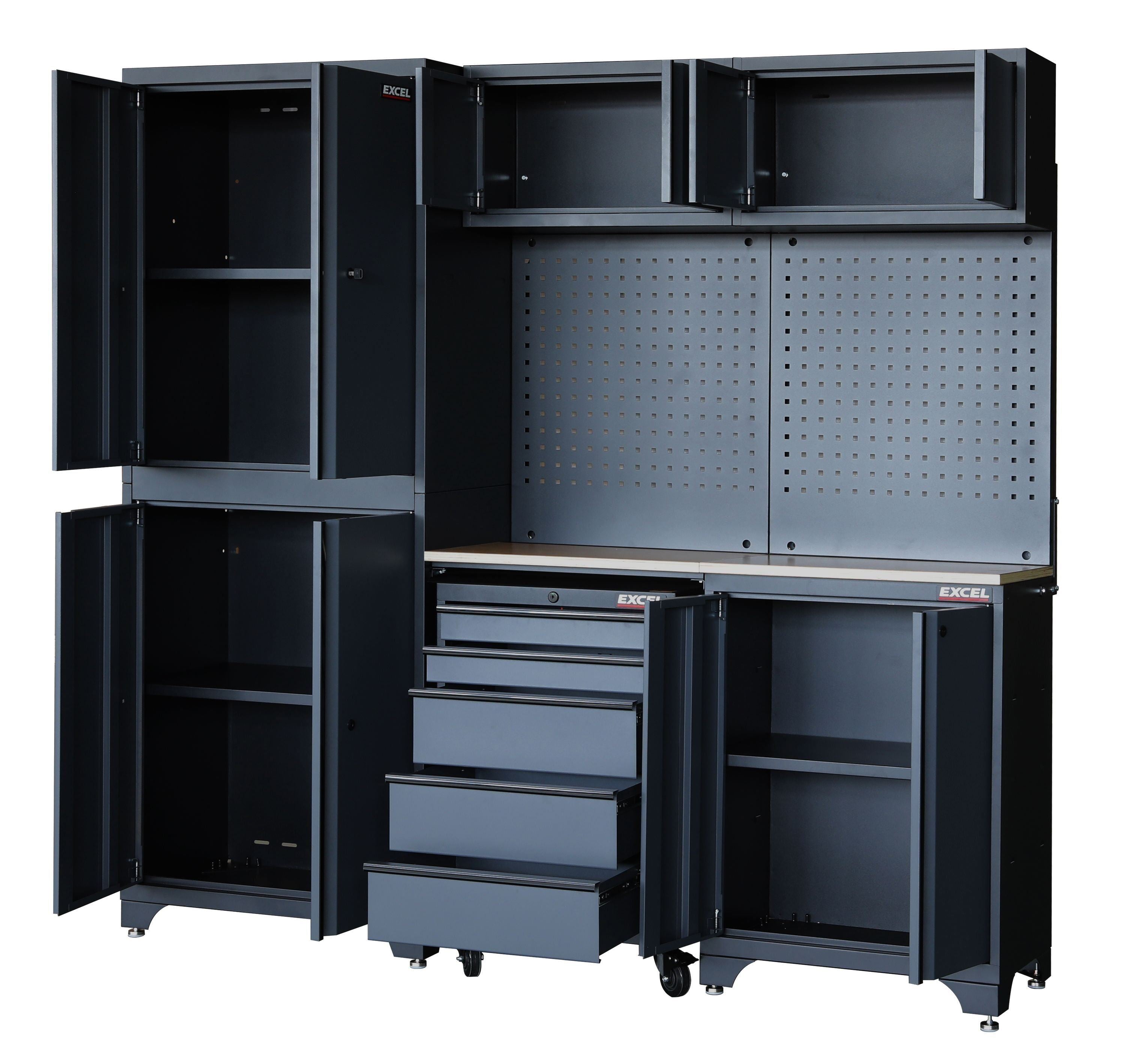 Excel 7-Piece Garage Storage Cabinet System with Worktop