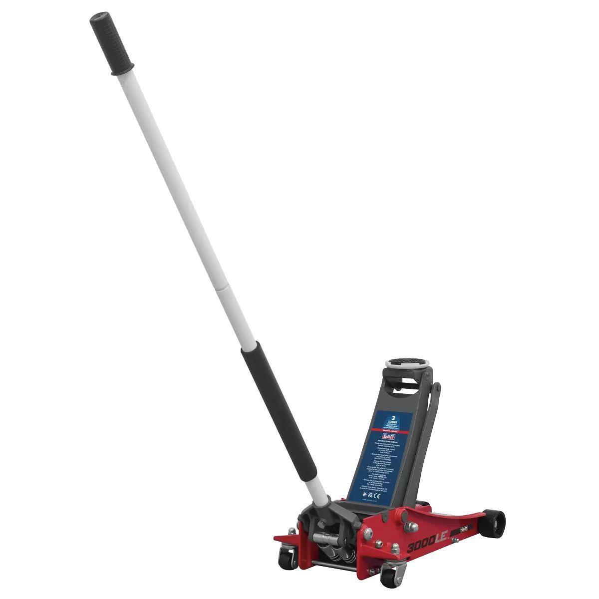 Sealey 3000LE Trolley Jack 3 tonne Low Entry Rocket Lift Red Mechanics