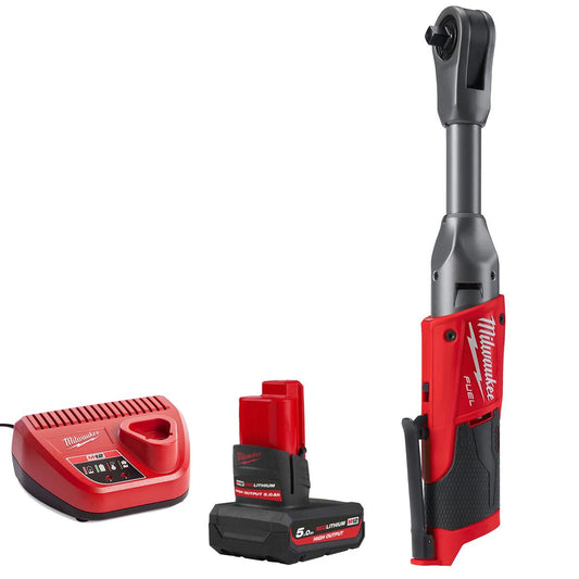 Milwaukee M12FIR38LR-0 12V Brushless Long Reach 3/8in Ratchet with 1 x 5.0Ah Battery & Charger