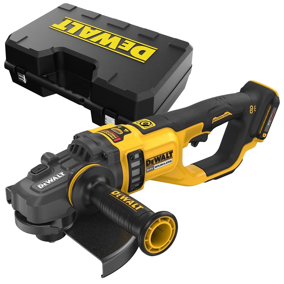 Dewalt DCG460NK-XJ 54V XR Flexvolt Brushless Angle Grinder With 1 x 2.0Ah/6.0Ah Battery Charger & Case