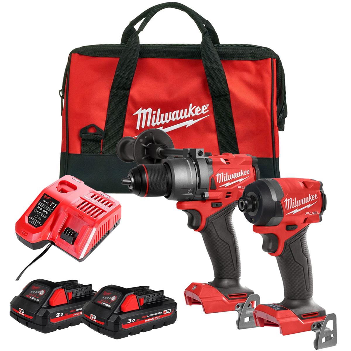 Milwaukee M18FPP2A8-502B M18 Fuel 18V Brushless Twin Kit with 2 x 3.0Ah Battery, Charger & Bag