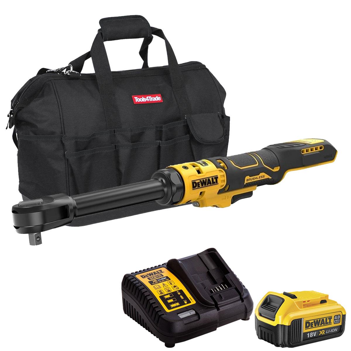 Dewalt DCF513EN-XJ 18V XR 3/8'' Open Head Ratchet with 1 x 4.0Ah Battery Charger & Bag