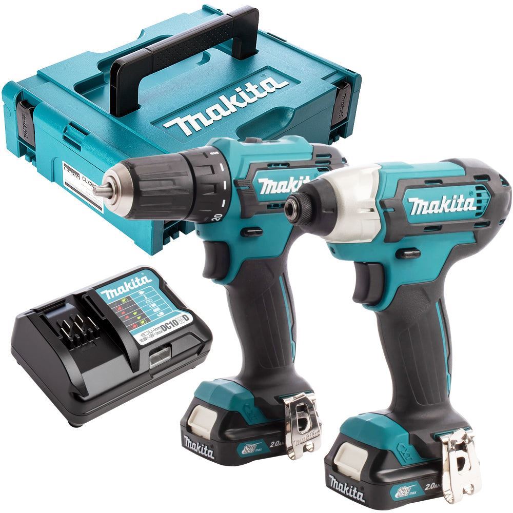 Makita CLX224AJ 12V Max CXT 2 Piece Cordless Kit With 2 x 2.0Ah Battery Charger & 100 Piece Accessory Set