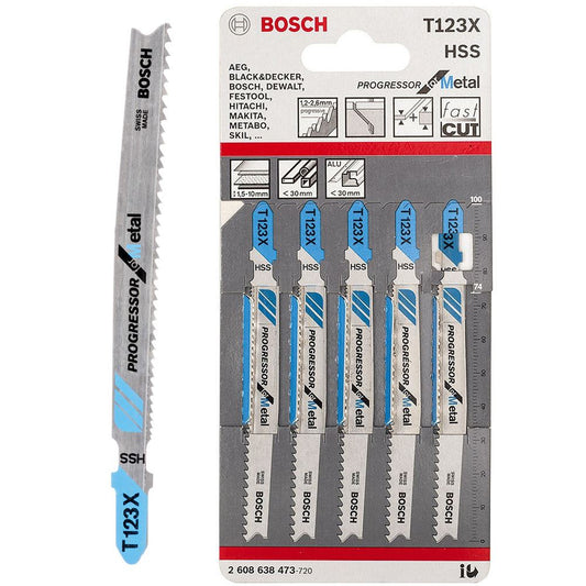 Bosch T123X Jigsaw Blade For Progressor Metal Pack of 5 - 2608638473