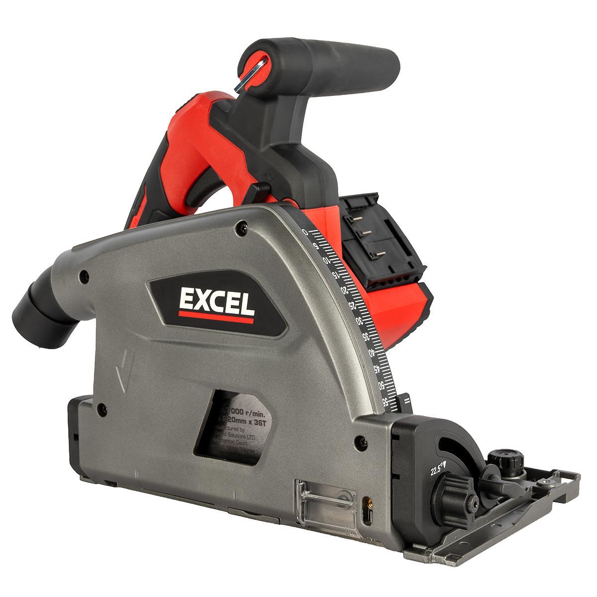 Excel 36V Brushless 165mm Plunge Saw with 2 x 5.0Ah Battery, Charger, Tool Bag, Blade & Guide Rail Accessories Set