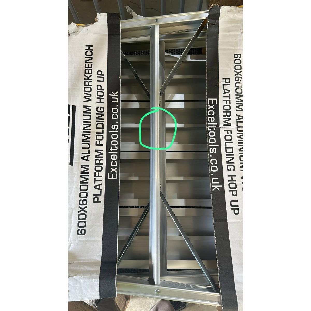 Excel Heavy Duty Aluminium Platform Work Bench Folding Hop Up 600mm x 600mm Item Condition Box Opened Never Used