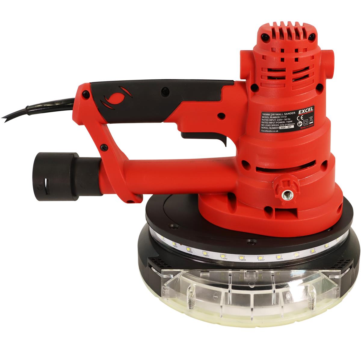 Excel 180mm Electric Handheld Drywall Sander 750W with LED Light