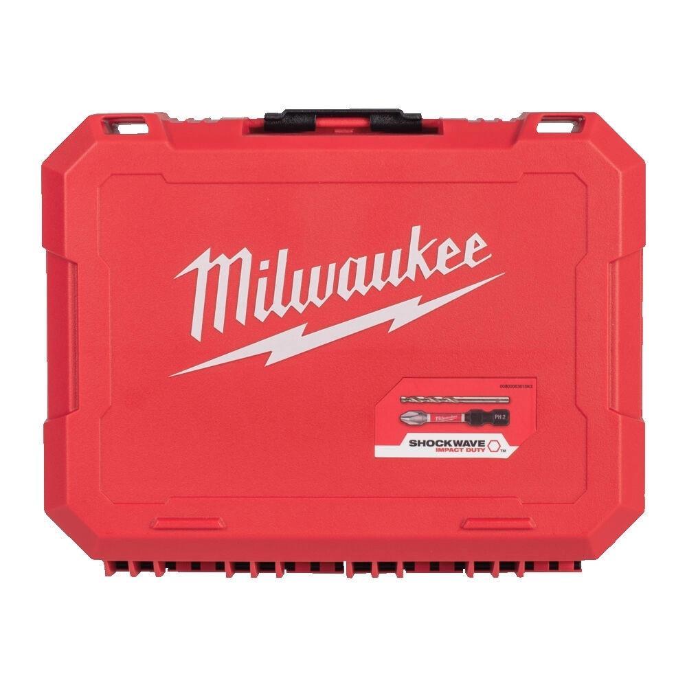 Milwaukee M18FPP2A3-503B 18V Fuel Brushless Combi Drill + Impact Driver with 3 x 5.0Ah Battery, Charger & 80 Piece Impact Duty Bit Set