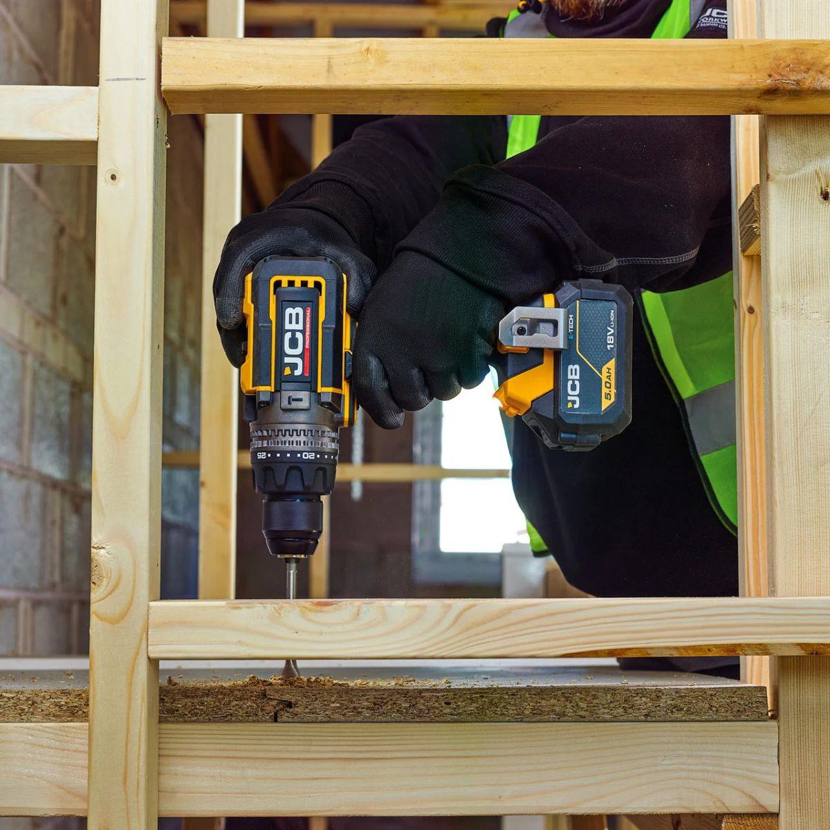 JCB-18PCD-160-5 18V Brushless 160Nm Combi Drill with 2 x Pro 5.0Ah Batteries & 4.5A Charger