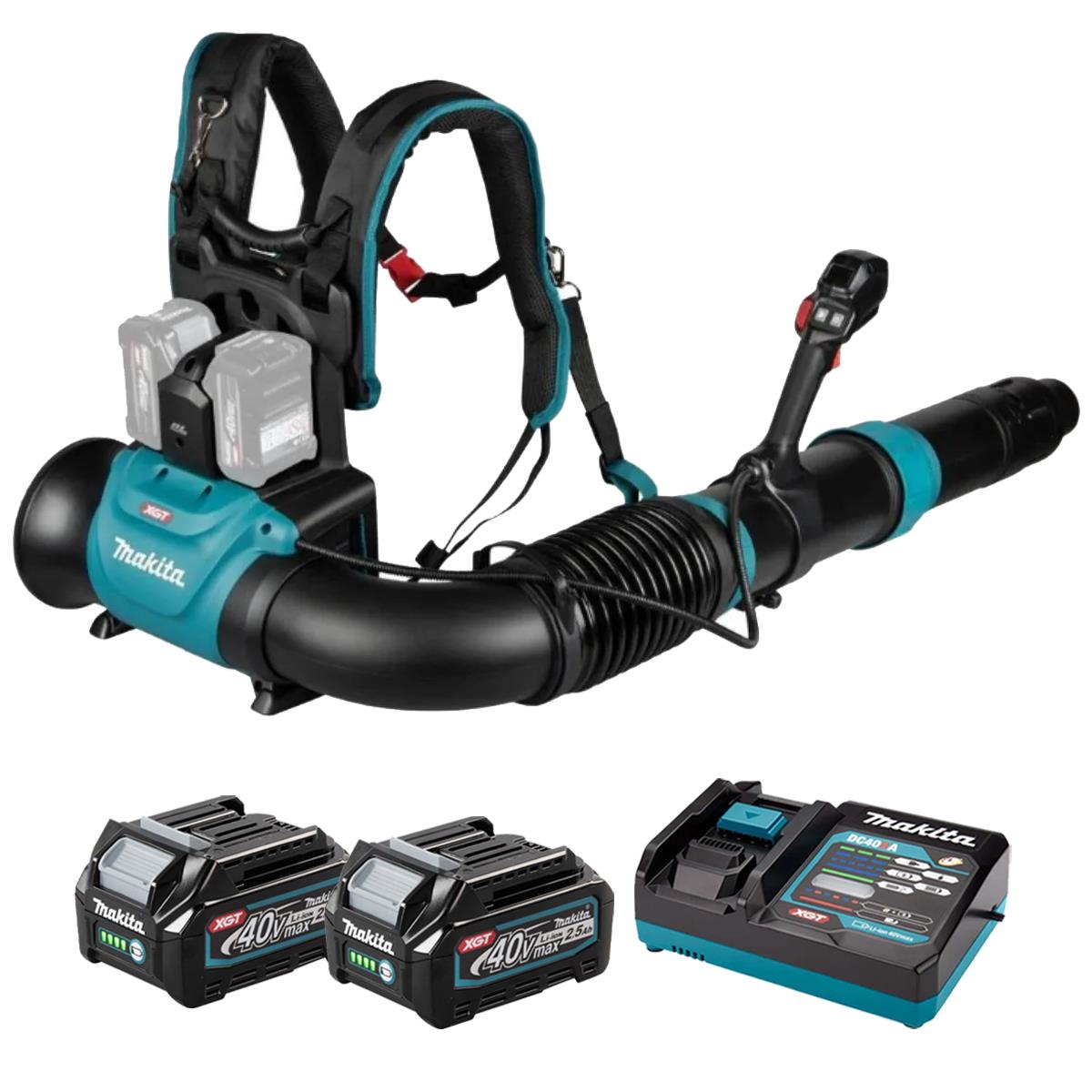 Makita UB004GZ 40V Max XGT Brushless Backpack Leaf Blower with 2 x 2.5Ah Battery & Charger