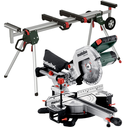 Metabo KGS 216 M 216mm Single Bevel Sliding Mitre Saw 240V/1500W 613216380 with KSU 401 Stand