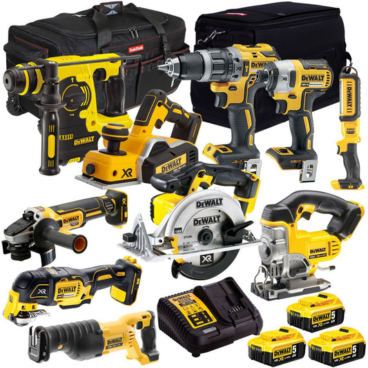 Dewalt 18V 10 Piece Power Tool Kit with 3 x 5.0Ah Battery & Charger DEW-KIT4M