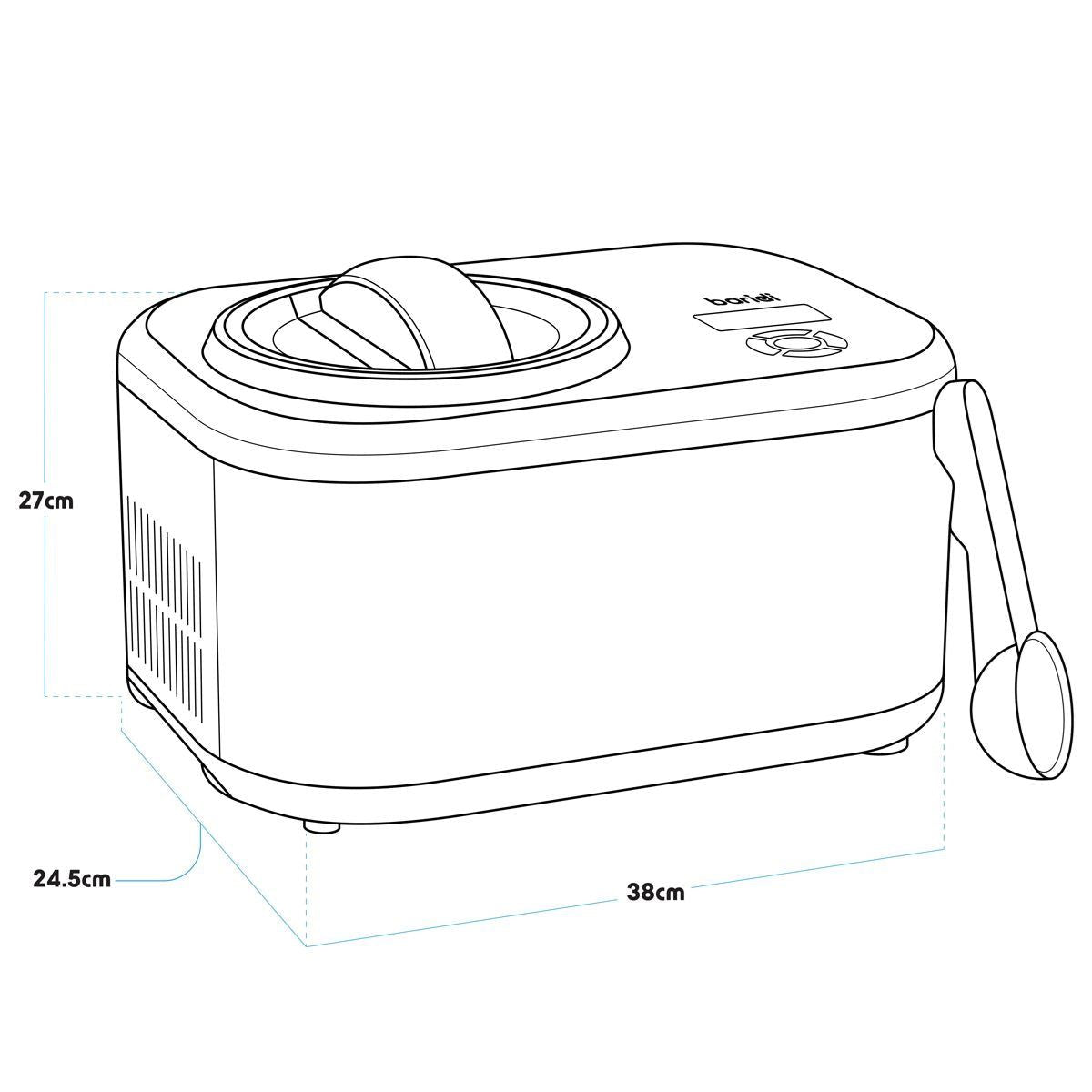 Sealey DH240 Baridi Automatic Churning Ice Cream Machine 1.5L Capacity Black 230V