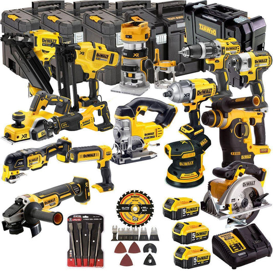 Dewalt DCKT4T15B4A 18V 3 x 5.0Ah Batteries XR Li-Ion 15 Piece Toughsystem Kit with Accessories Set