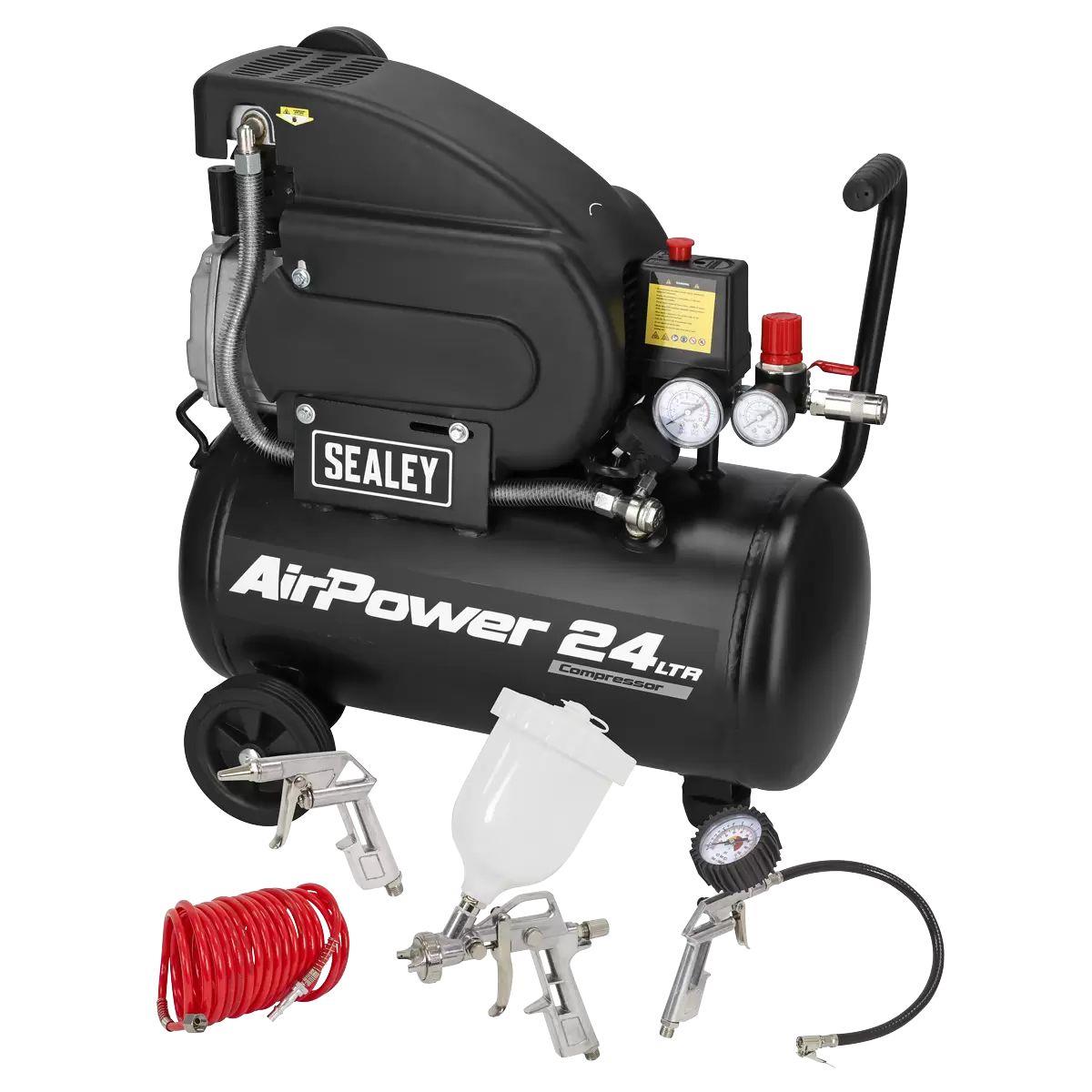 Sealey SAC2420APK 24L Direct Drive Air Compressor 230V/13A With 4pc Air Accessory Kit