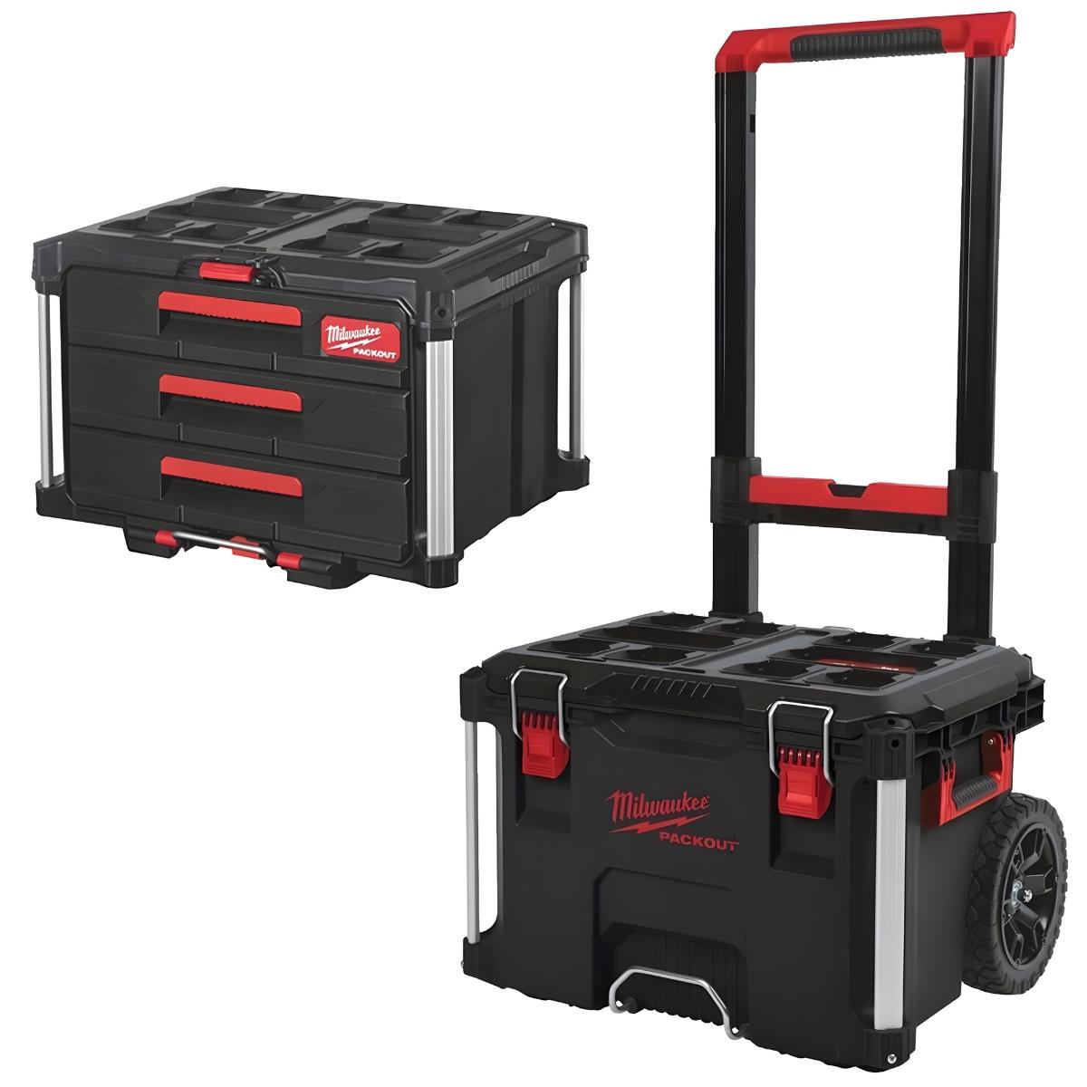 Milwaukee Packout Trolley Case With 3 Drawer Tool Box