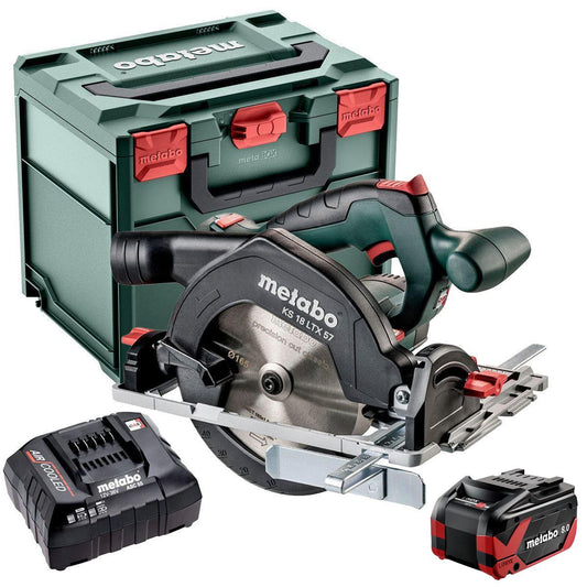 Metabo KS 18 LTX 57 18V 165mm Circular Saw with 1 x 8.0Ah Battery Charger & Metabox
