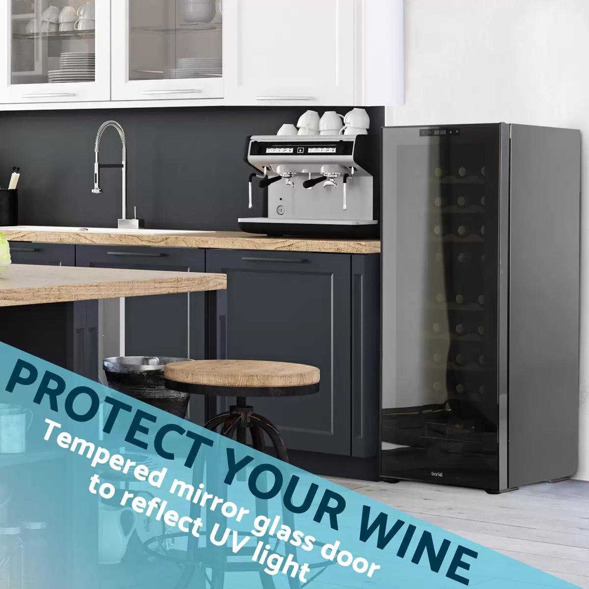Sealey DH91 Baridi 36 Bottle Dual Zone Wine Fridge with Digital Touch Screen Controls & LED Light Black 230V