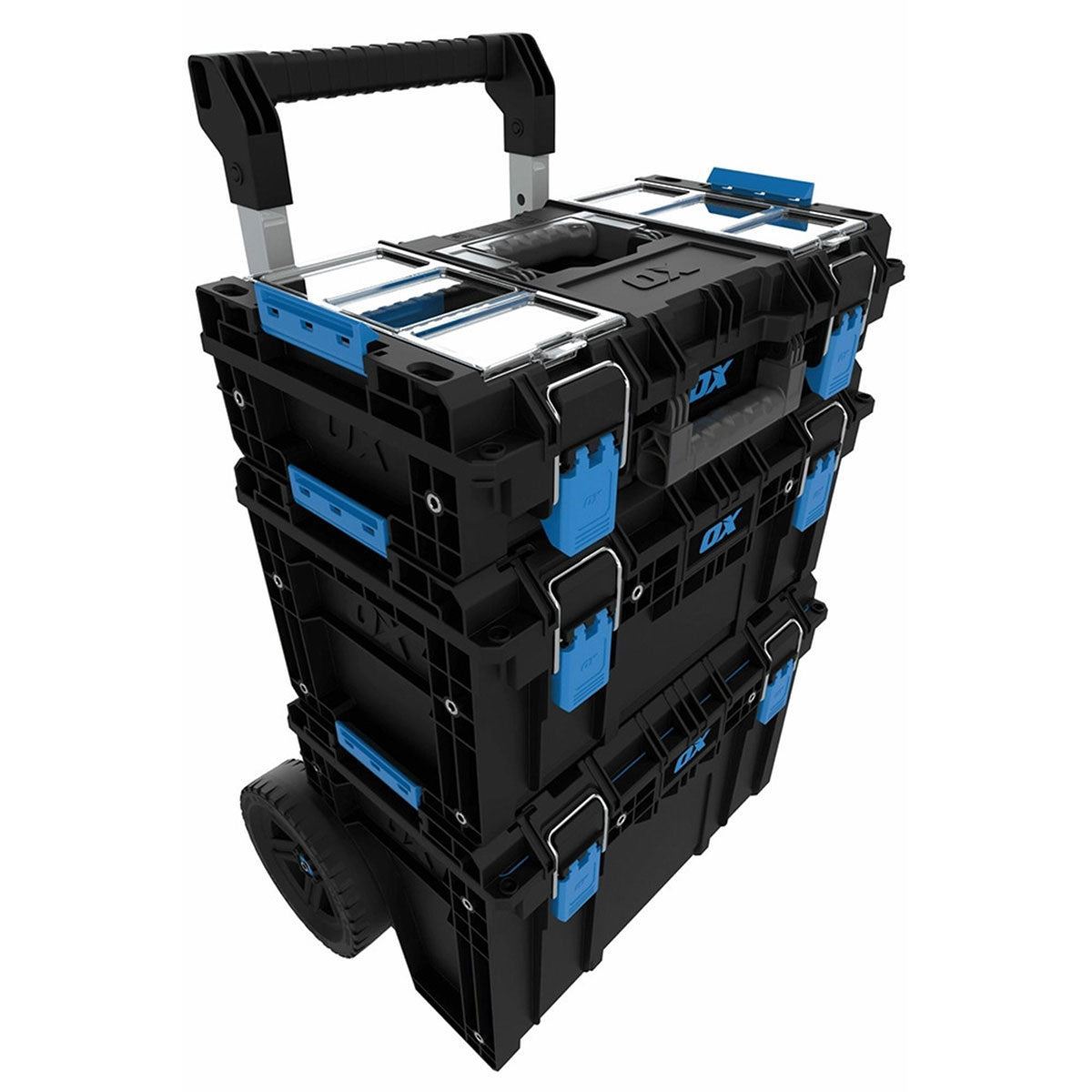 OX ToolTrek Pro Modular Storage System 3 Piece Set Heavy Duty with Wheeled OX-P600703 Item Condition Damaged Box