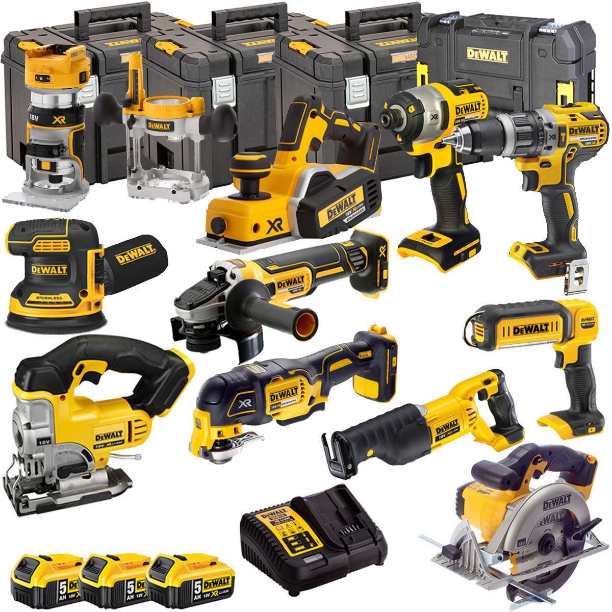 Dewalt 18V 11 Piece Power Tool Kit with 3 x 5.0Ah Batteries T4TKIT-5130