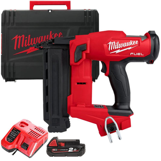 Milwaukee M18FNCS18GS-0X 18V Fuel Brushless Narrow Crown Stapler with 1 x 2.0Ah Battery Charger & Case