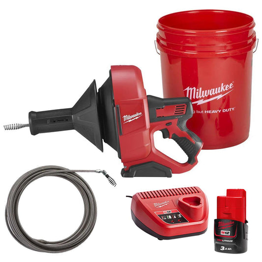 Milwaukee M12BDC8-0C 12V Compact Drain Cleaner With 1 x 3.0Ah Battery & Charger