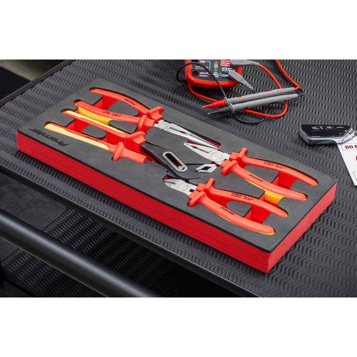 Sealey TBTE07 Premier Insulated Pliers Set with Tool Tray 4pc VDE Approved