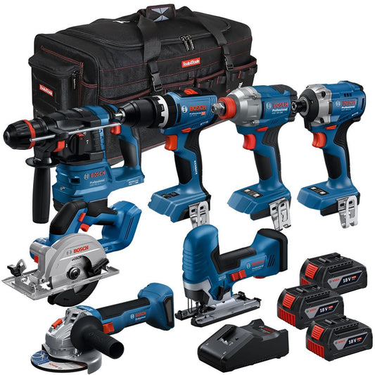Bosch 18V 7 Piece Brushless Combo Tool Kit with 3 x Batteries & Charger T4TKIT-28136