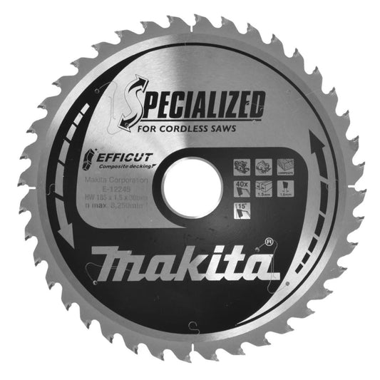 Makita E-12245 Efficut TCT Circular Saw Blade 185mm x 30mm x 40T