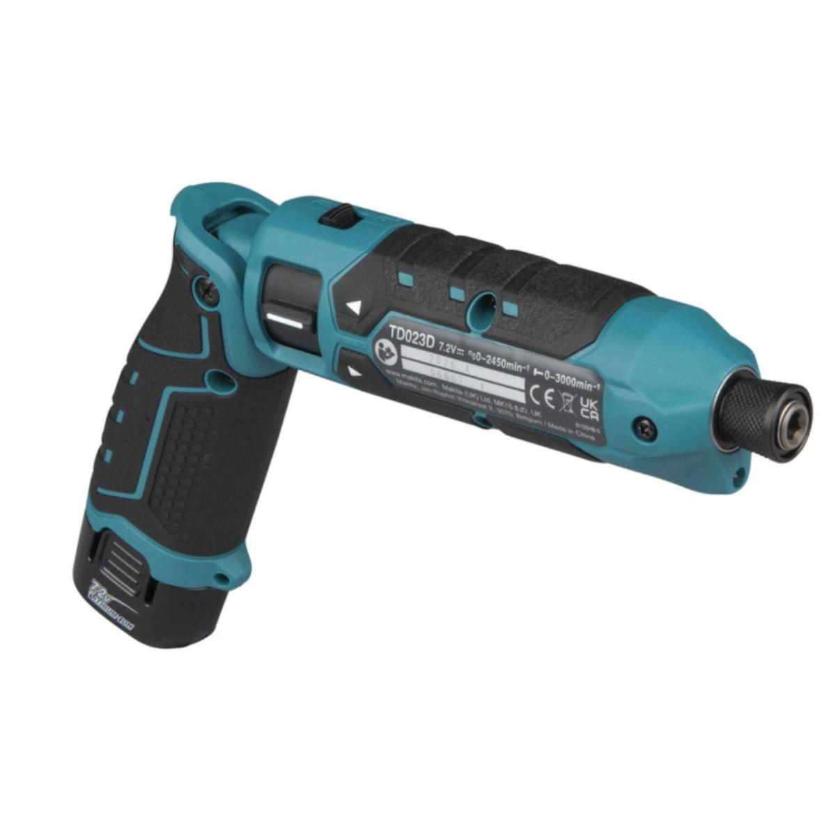 Makita TD023DSE 7.2V Cordless Pencil Impact Driver 25Nm With 2 x 1.5Ah Batteries, Charger & Carry Case
