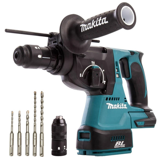 Makita DHR243Z 18V Brushless SDS+ Rotary Hammer Drill With Bit Set of 5 Piece