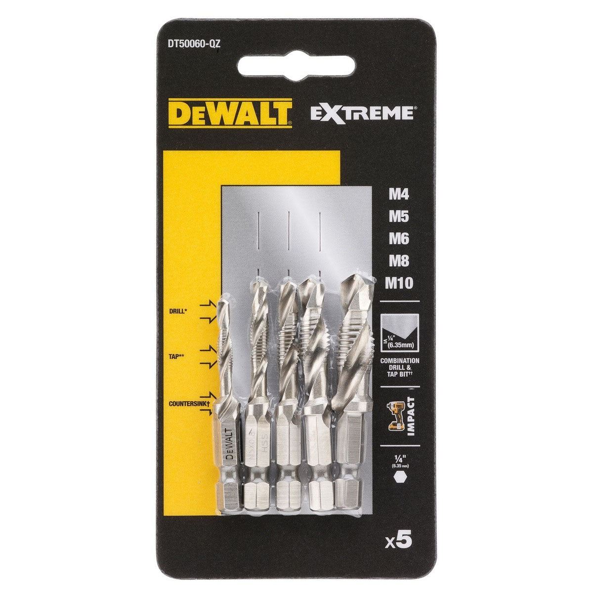 Dewalt DT50060-QZ Impact Ready Drill Tap Set of 5 Piece