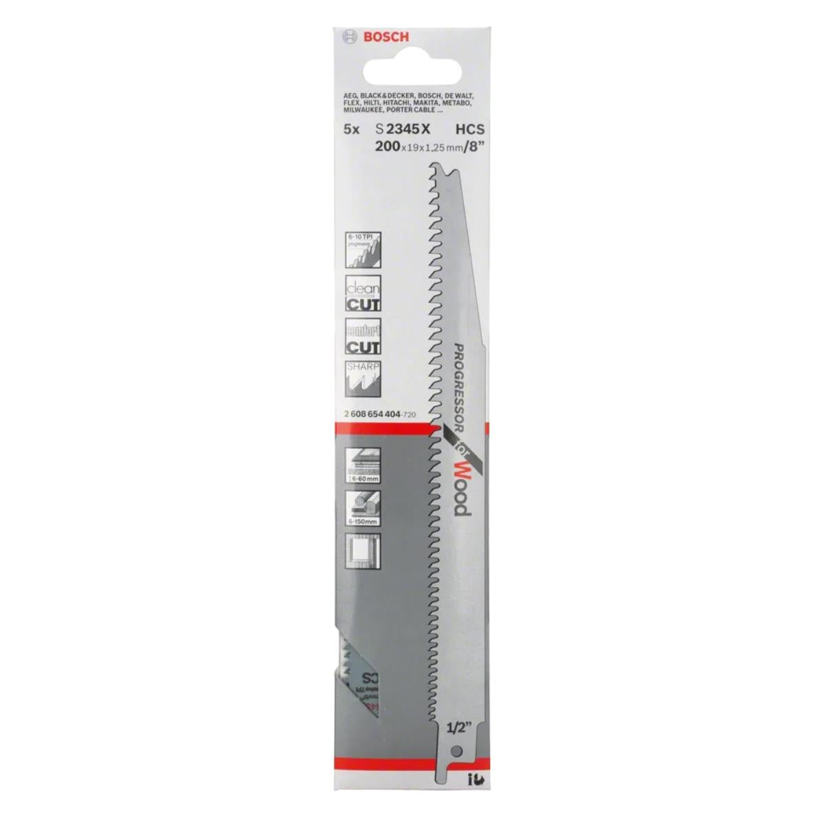 Bosch S 2345 X Reciprocating Saw Blades Progressor For Wood Pack of 5
