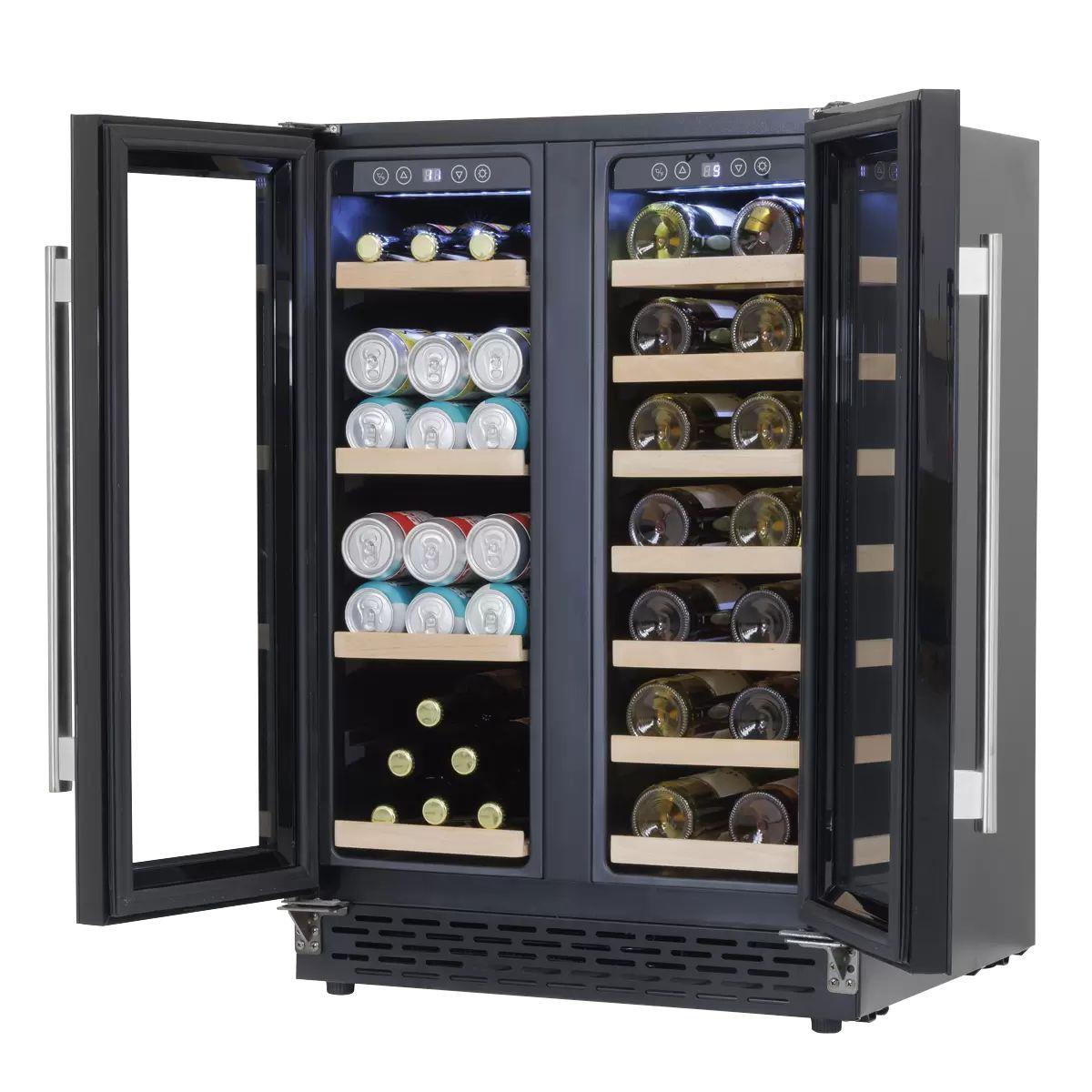 Sealey DH96 Baridi 40 Bottle/120 Can Dual Zone Undercounter/Freestanding Wine & Drinks Fridge Black 230V
