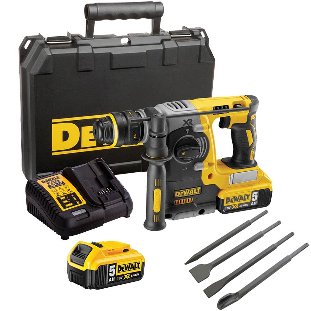 Dewalt DCH273P2 18V SDS+ Rotary Hammer Drill Brushless with 4 Piece Chisel Set