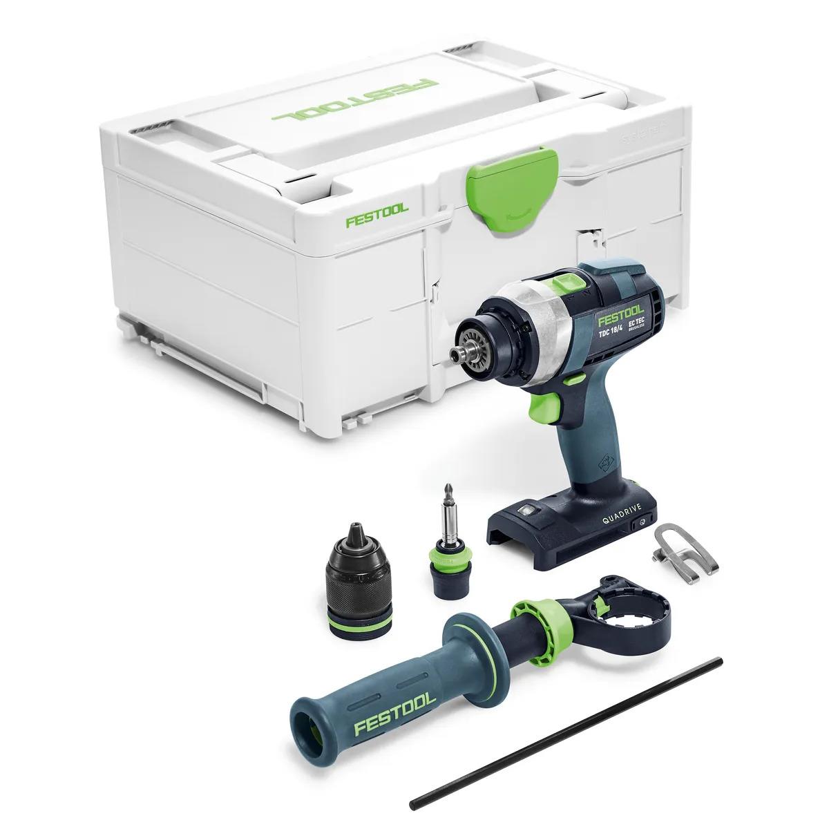 Festool TDC 18/4-Basic QUADRIVE 18V Brushless Drill Driver Body Only In Systainer - 577223